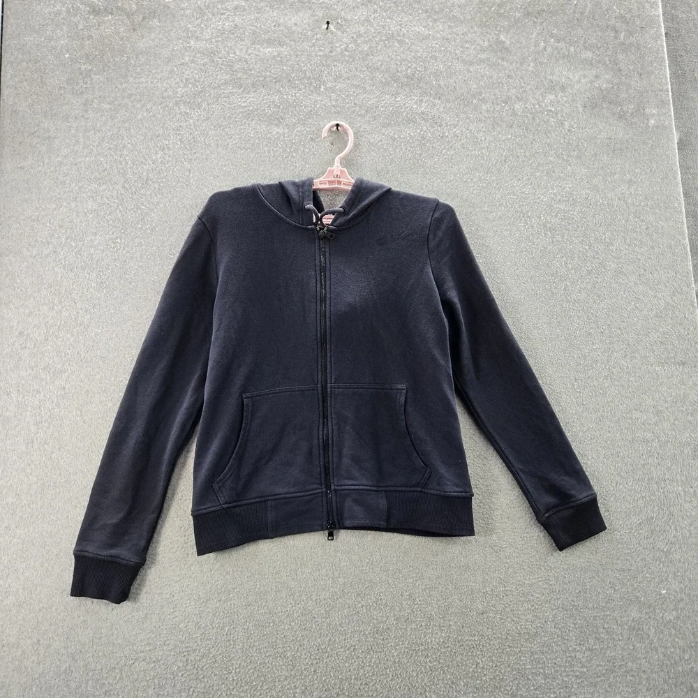 Armani Exchange Women Sweatshirt L Black Embroidery‎ Logo Full Zip